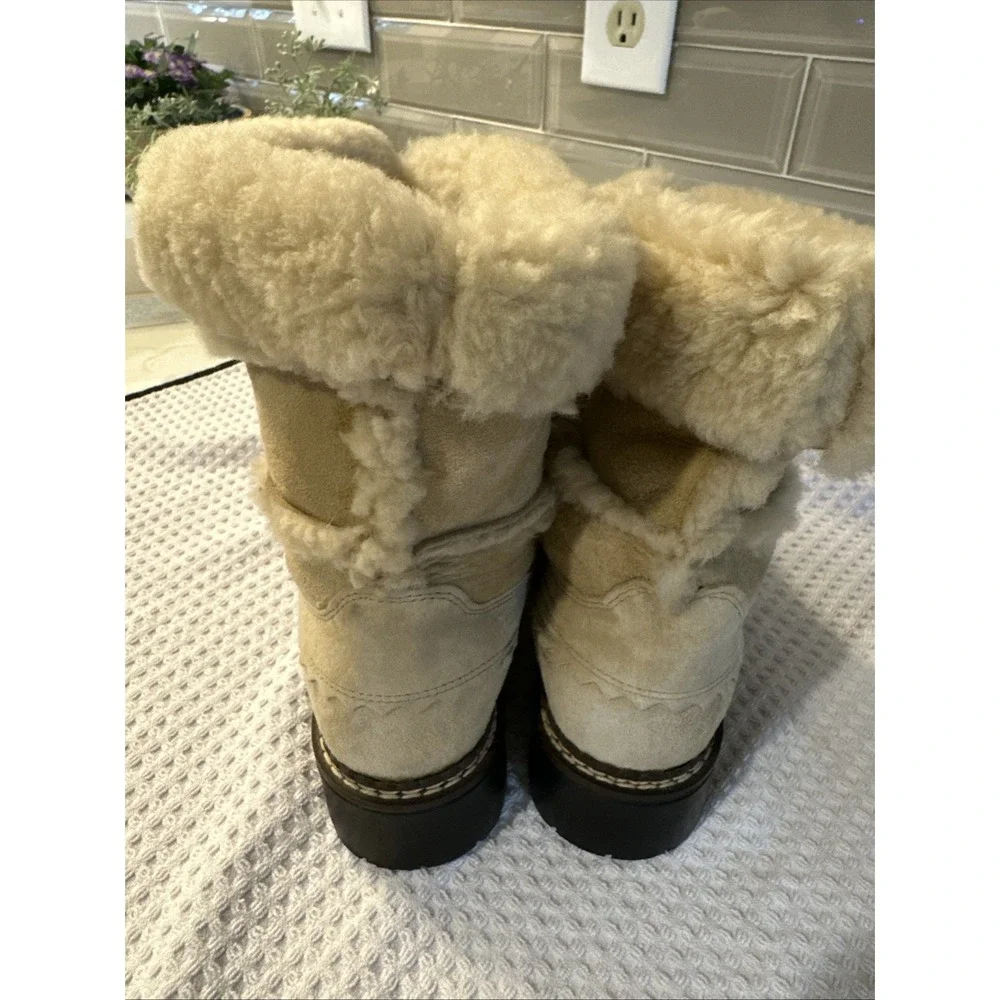 Blondo Canada VTG Genuine Shearling Waterproof Winter Boots Tan  Women's SZ 8B